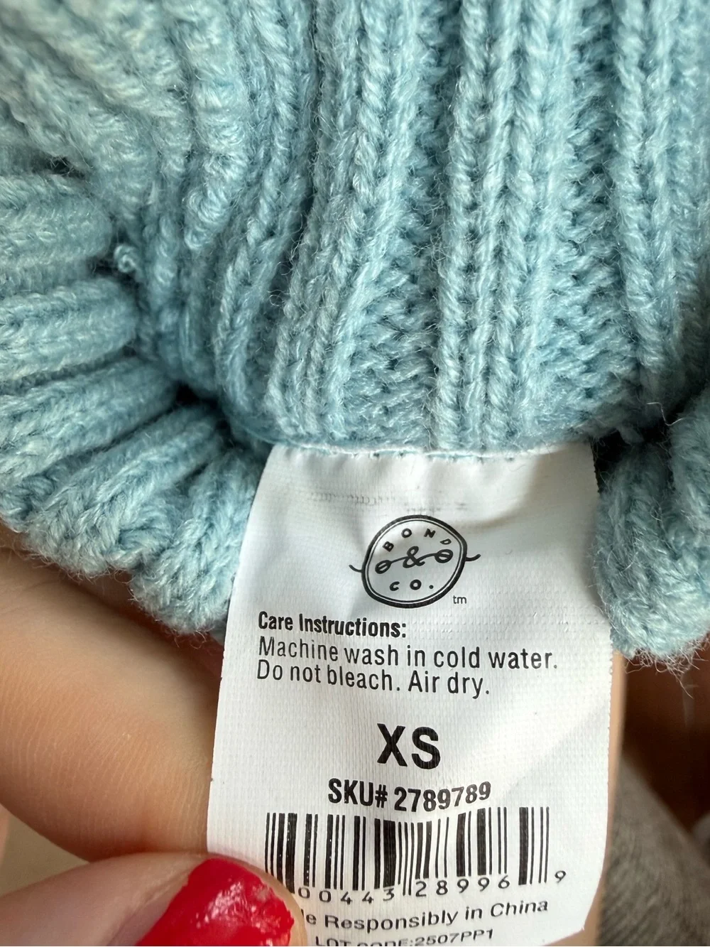 Bone & Co. Dog Light Blue Knit Bow Tie Sweater, size XS
